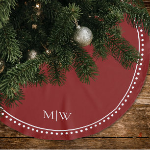 Saia Para Árvore De Natal De Poliéster Monograma de Casais Minimalistas Vermelho de Féria