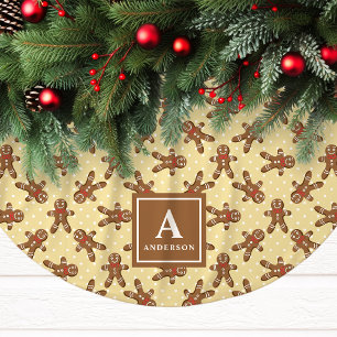 Saia Para Árvore De Natal De Poliéster Monograma de Natal do Homem de Biscoito Amarelo