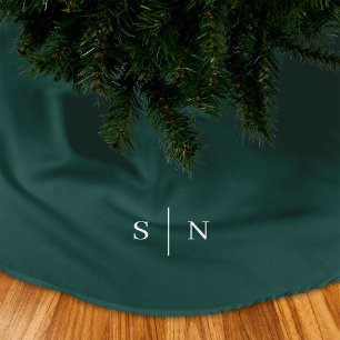 Saia Para Árvore De Natal De Poliéster Monograma Moderno Elegante Verde Natal