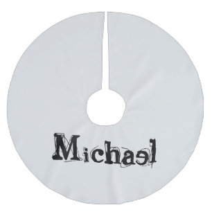 Saia Para Árvore De Natal De Poliéster Monograma moderno minimalista, nome cinza negra