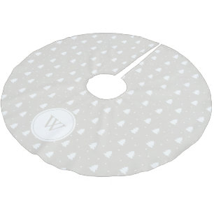 Saia Para Árvore De Natal De Poliéster Monograma personalizado de inverno branco/marfim