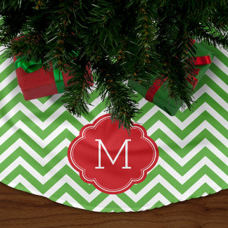 Saia Para Árvore De Natal De Poliéster Monograma Verde e Vermelho