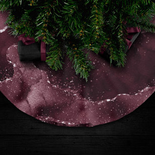 Saia Para Árvore De Natal De Poliéster Moody Agate   Vinho Bordéus Sangria Merlot Maroon