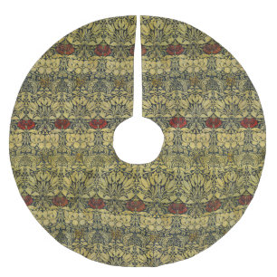 Saia Para Árvore De Natal De Poliéster Morris Vintage 1890 Padrão Tulipa & Rosa Dourado