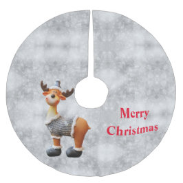 Saia Para Árvore De Natal De Poliéster Mose Feliz de Natal vestindo um chapéu