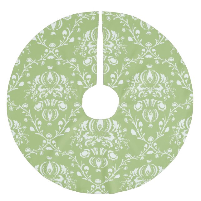 Saia Para Árvore De Natal De Poliéster Moss Green Damask (Frente)