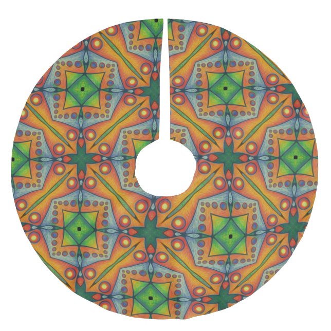 Saia Para Árvore De Natal De Poliéster multi pattern (Frente)