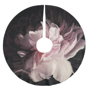 Saia Para Árvore De Natal De Poliéster Muro Escuro de Peony: Design de Flor Pintado