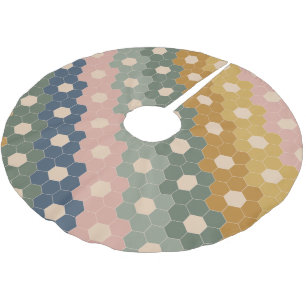 Saia Para Árvore De Natal De Poliéster Na moda Boho - Padrão Geométrico Azul - Lâmpada