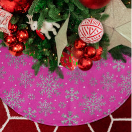 Saia Para Árvore De Natal De Poliéster Na moda cor-de-rosa com flocos de neve elegantes