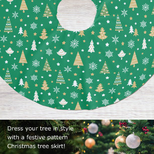 Saia Para Árvore De Natal De Poliéster Na moda Natal Árvores Neves Padrão Verde
