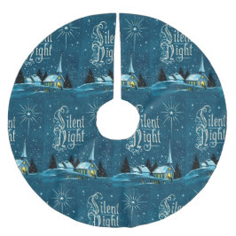 Saia Para Árvore De Natal De Poliéster Natais vintages Igreja Neve Silenciosa Noite