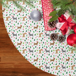 Saia Para Árvore De Natal De Poliéster Natal Cairn Terriers em Santa Hats White