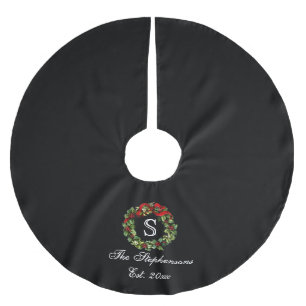 Saia Para Árvore De Natal De Poliéster Natal clássico do costume da grinalda do azevinho