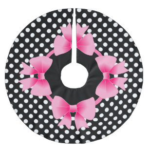 Saia Para Árvore De Natal De Poliéster Natal com Laço Rosa Elegante