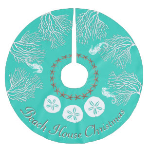 Saia Para Árvore De Natal De Poliéster Natal Costeiro sob a turquesa marítima de coral