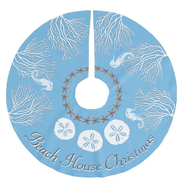 Saia Para Árvore De Natal De Poliéster Natal costeiro sob o mar azul (Frente)