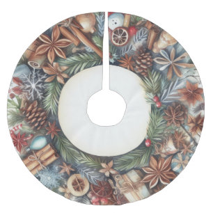 Saia Para Árvore De Natal De Poliéster Natal Country Rústico em Aquarela