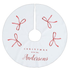 Saia Para Árvore De Natal De Poliéster Natal da família personalizada - fita vermelha