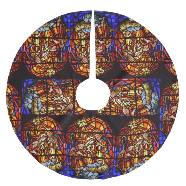 Saia Para Árvore De Natal De Poliéster Natal da Natividade do Vidro Mantido (Frente)