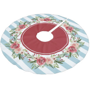 Saia Para Árvore De Natal De Poliéster Natal das Flores de Aquarela Modernas