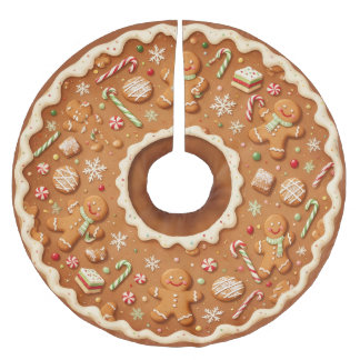 Saia Para Árvore De Natal De Poliéster Natal de Biscoito de Gengibre Festivo