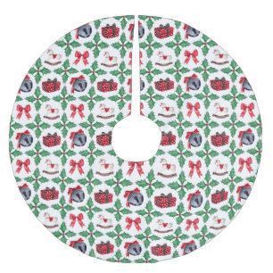 Saia Para Árvore De Natal De Poliéster Natal de Patchwork de Azevinho de Família