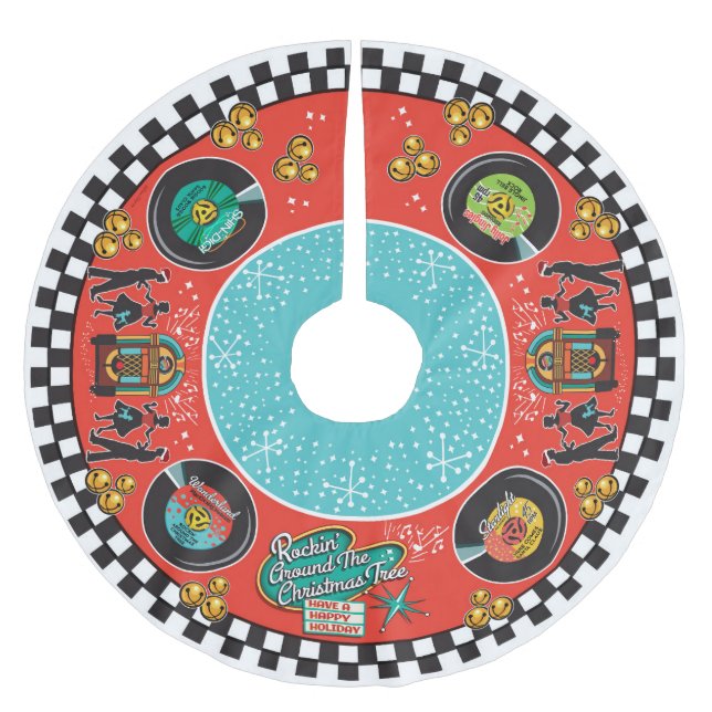 Saia Para Árvore De Natal De Poliéster Natal de Rockin' dos anos 50 (Frente)