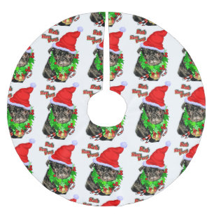 Saia Para Árvore De Natal De Poliéster Natal do Pug do zumbido de Bah