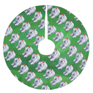 Saia Para Árvore De Natal De Poliéster Natal do urso polar no verde