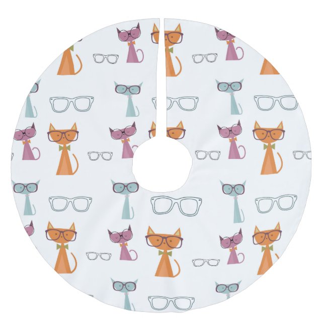 Saia Para Árvore De Natal De Poliéster Natal dos Gatos de Suco (Frente)