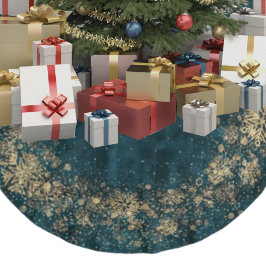 Saia Para Árvore De Natal De Poliéster Natal Dourado de Veludo Teal Escuro Elegante