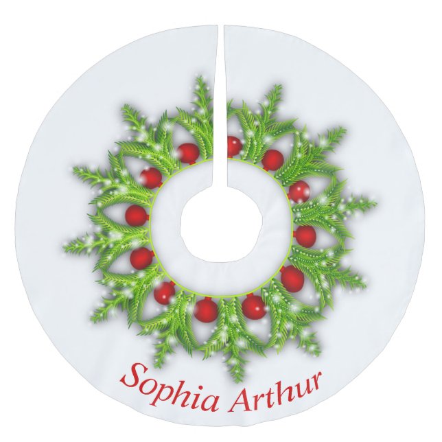 Saia Para Árvore De Natal De Poliéster Natal Dourado Vermelho Moderno Personalizado (Frente)