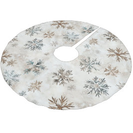 Saia Para Árvore De Natal De Poliéster Natal Flocos de Neve Marrom Azul Creme