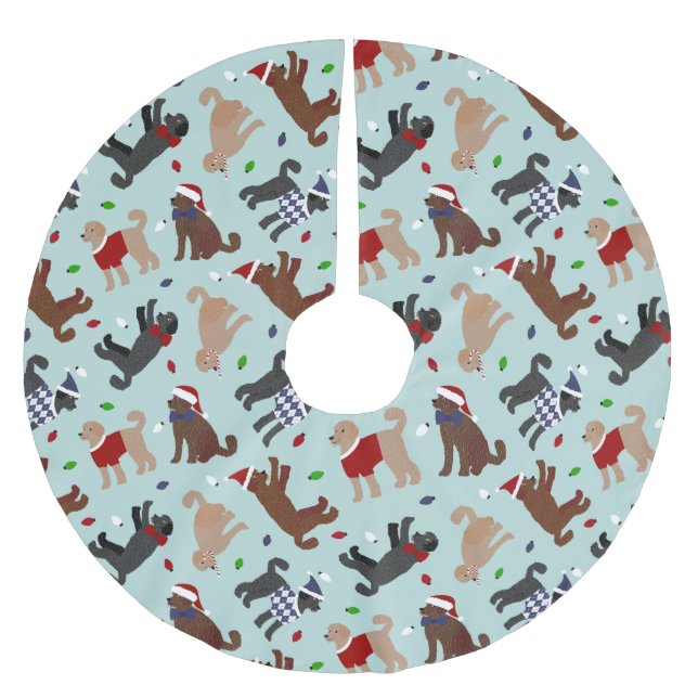Saia Para Árvore De Natal De Poliéster Natal Labradoodle Blue (Frente)