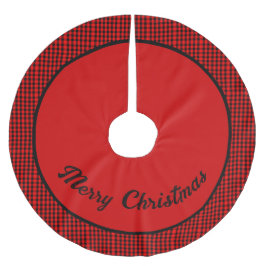 Saia Para Árvore De Natal De Poliéster Natal Personalizado Xadrez Vermelho e Preto