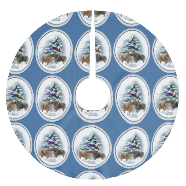 Saia Para Árvore De Natal De Poliéster Natal Pomerano (Frente)