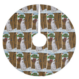 Saia Para Árvore De Natal De Poliéster Natal Samoyed