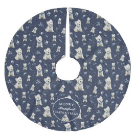 Saia Para Árvore De Natal De Poliéster Natal White Westie