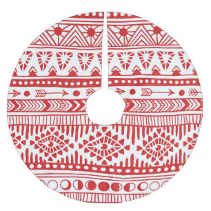 Saia Para Árvore De Natal De Poliéster Nativo Americano: Red Ink Doodle.