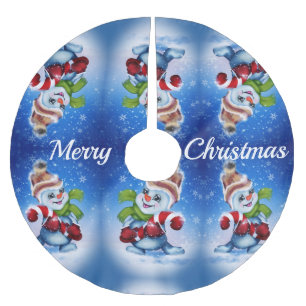 Saia Para Árvore De Natal De Poliéster Neve com um cachecol