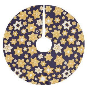 Saia Para Árvore De Natal De Poliéster Noite de Cookie de Natal com fundo azul Marinho