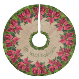 Saia Para Árvore De Natal De Poliéster Nome da família russa Poinsettia Holly Berry Wreat