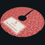 Saia Para Árvore De Natal De Poliéster Nome do Monograma do Padrão Botânico Vermelho Simp<br><div class="desc">Esta saia da árvore de Natal na moda apresenta um padrão botânico simples em vermelho e branco. Perfeito para o Natal ou o ano todo. Personalize-o com seu nome familiar e monograma. ideia de presente de excelente!</div>
