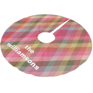 Saia Para Árvore De Natal De Poliéster Nome Personalizado da Família de Xadrezes Russa Na