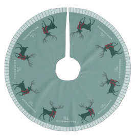 Saia Para Árvore De Natal De Poliéster Nome Personalizado da Família Reindeer Natal