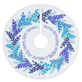 Saia Para Árvore De Natal De Poliéster Nomes da família Wreath de Natal Azul