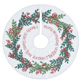 Saia Para Árvore De Natal De Poliéster Nomes da família Wreath Green Red Christmas