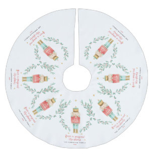 Saia Para Árvore De Natal De Poliéster Noz-cracker de aquarela botânica e fofo Natal