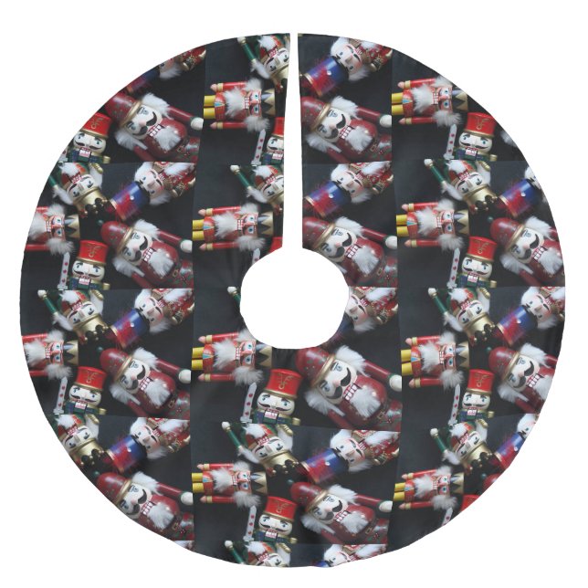 Saia Para Árvore De Natal De Poliéster Nutcrackers cabeças unidas (Frente)